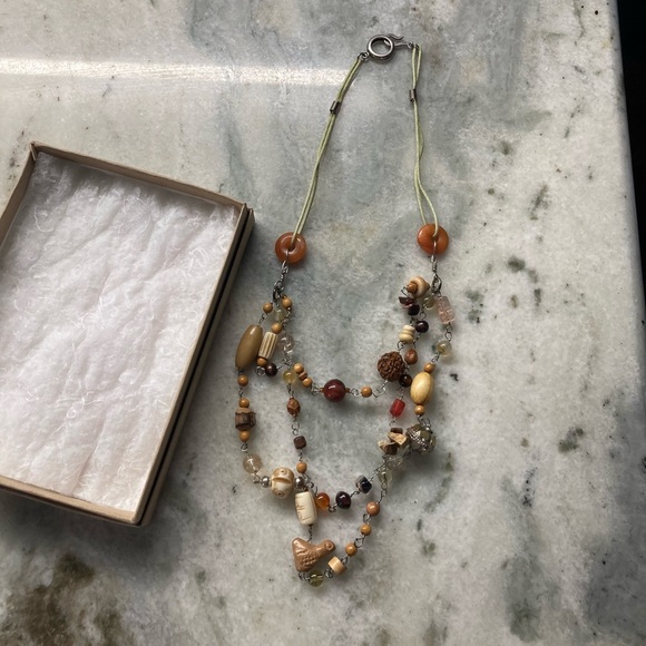 Handmade Artisan Brown/Tan Beaded Multi-Layered Necklace - Picture 1 of 6